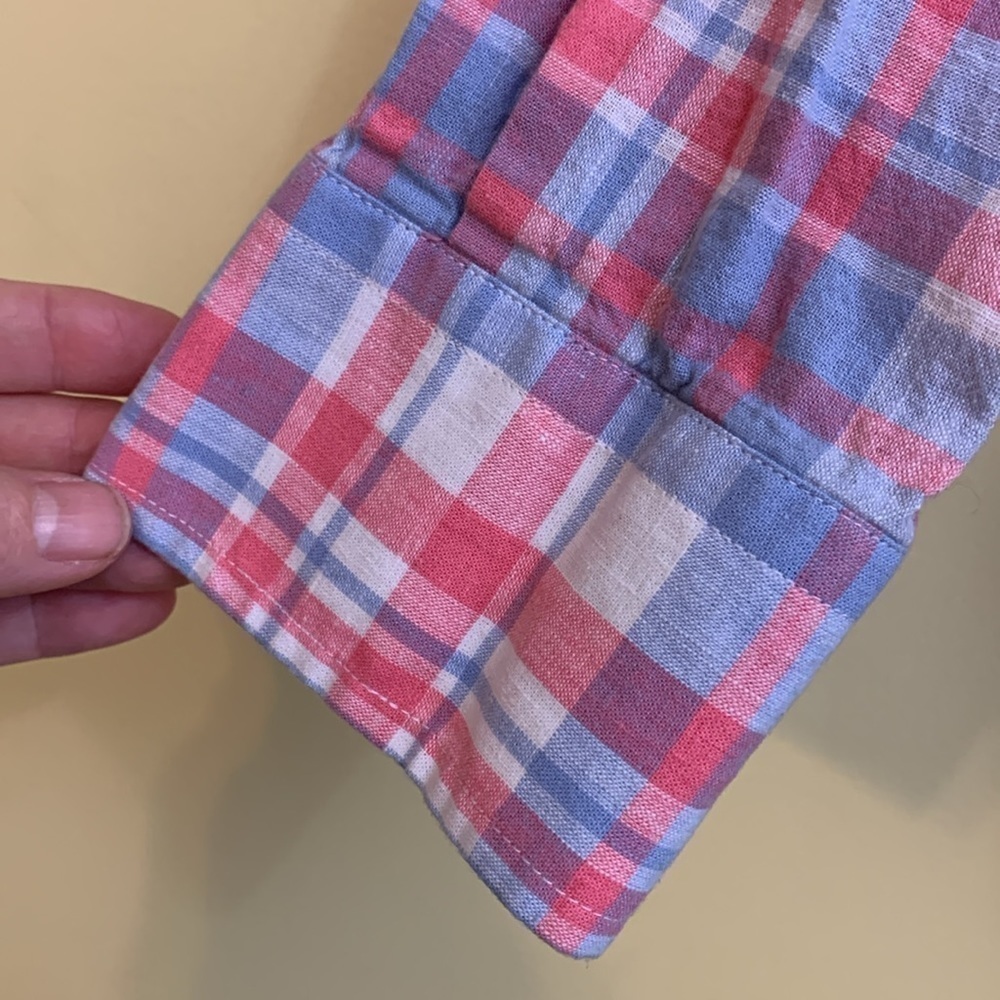 Vineyard Vines Plaid Slim Fit Whale Cotton Linen Blend Button Down Oxford Shirt - Picture 10 of 17